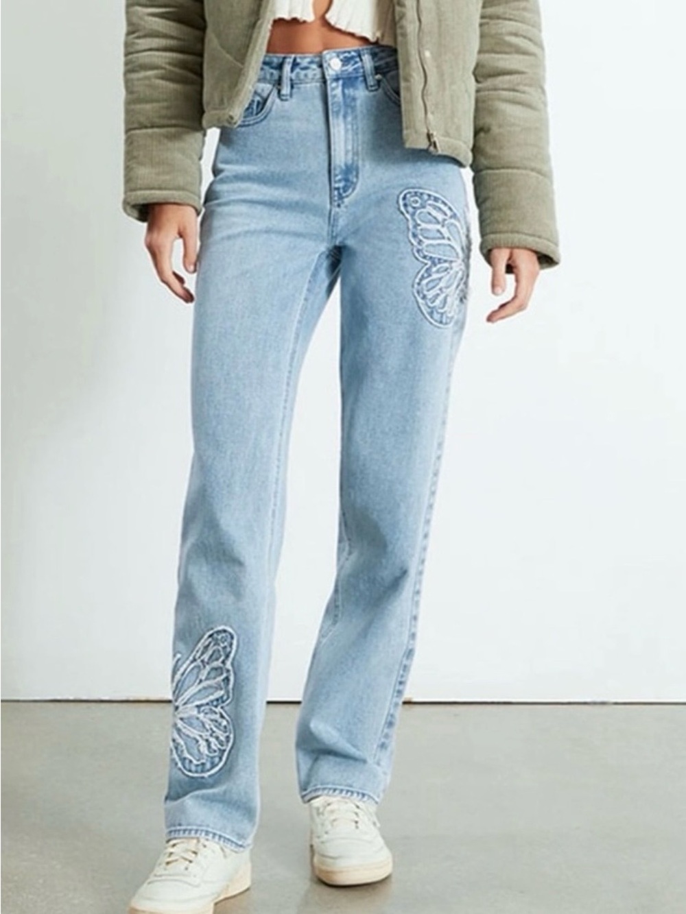 Pacsun 90s Boyfriend High Waist Straight Leg Womens 25 Butterfly Cotton Jeans